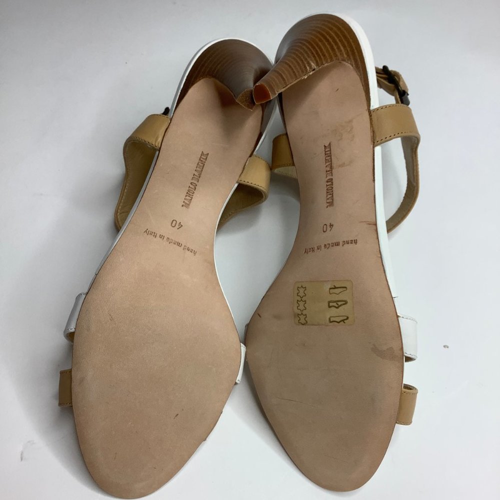 Manolo Blahnik Tan Leather Ankle Strap Sandals Women’s Size 40 - Picture 5 of 5
